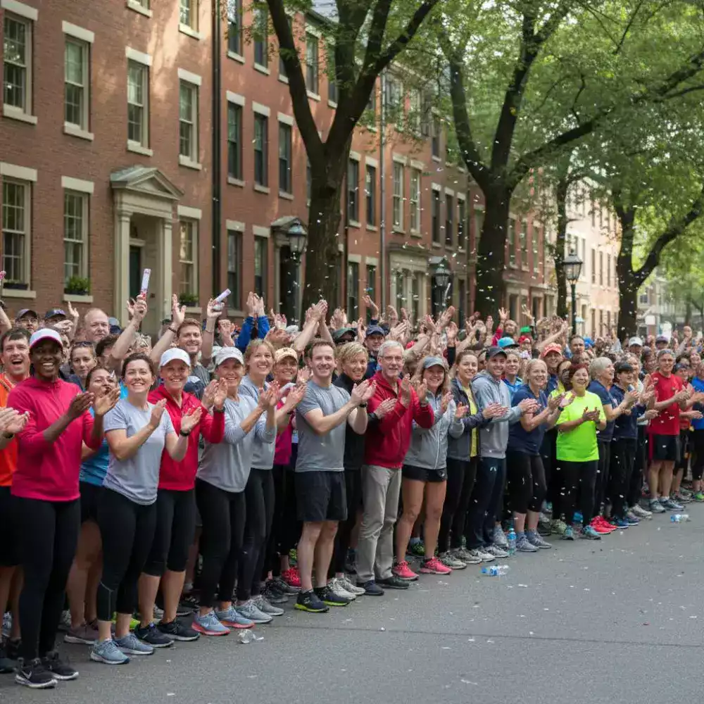 Cheering crowd at the marathon