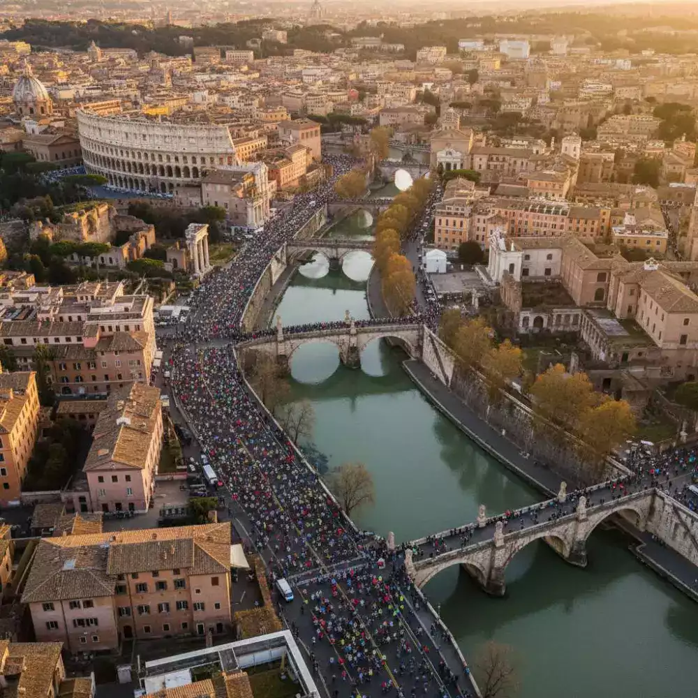 Aerial view of Rome marathon