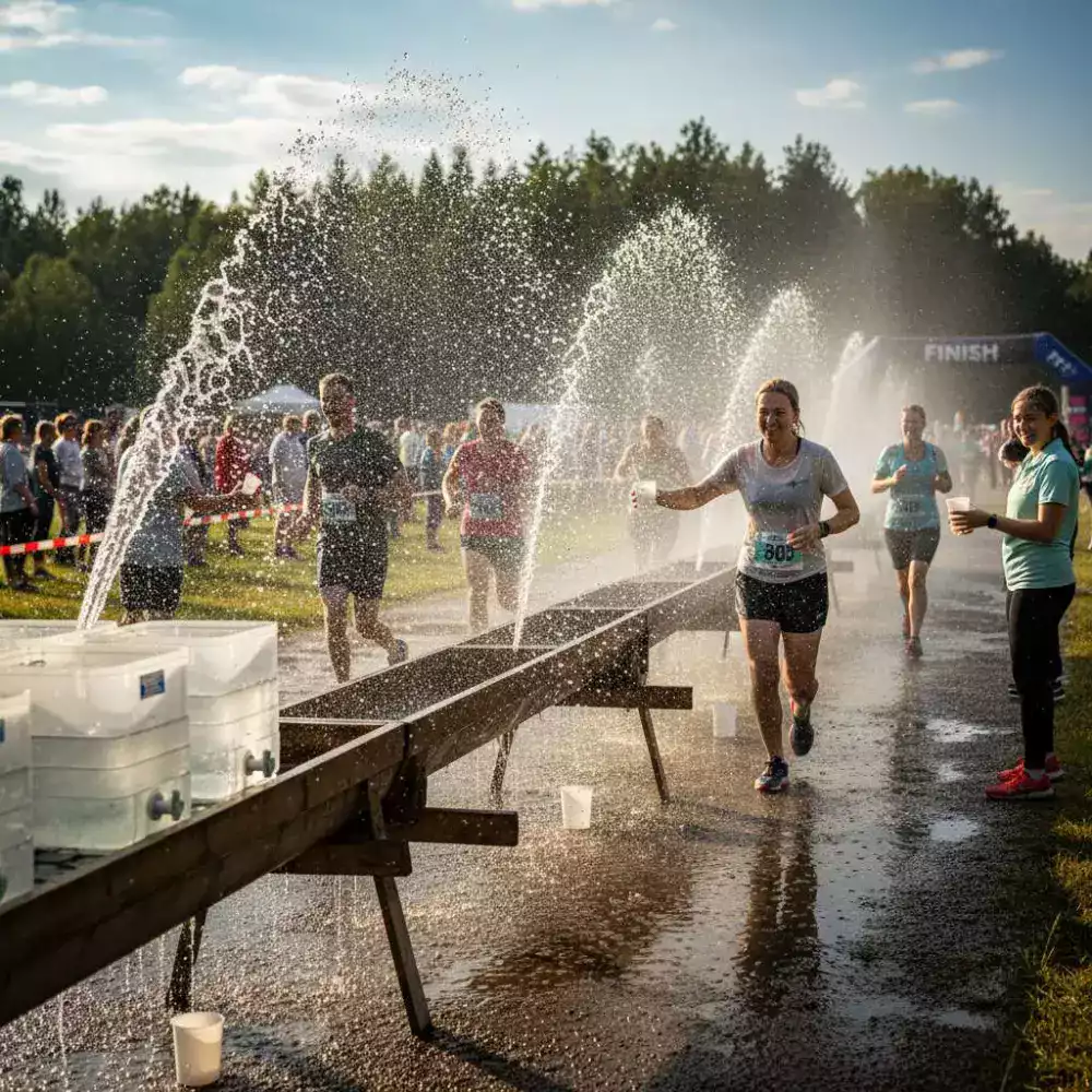 Water splash at aid station